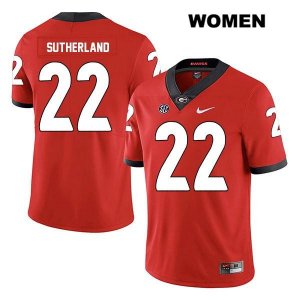 Women's Georgia Bulldogs NCAA #22 Jes Sutherland Nike Stitched Red Legend Authentic College Football Jersey XZR0754YQ